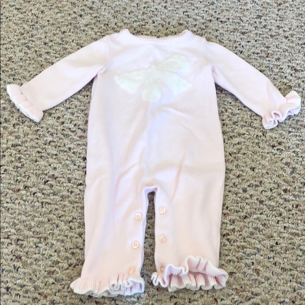 Bloomie’s Baby Pink and White Bow Coverall